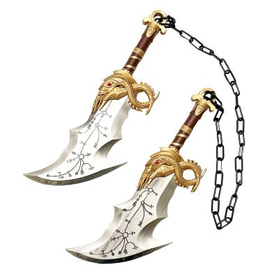 17" Medieval Kratos Fully Upgraded Blades of Chaos Foam Sword Cosplay Prop LARP 1:1 Replica Costume Halloween Gold Silver