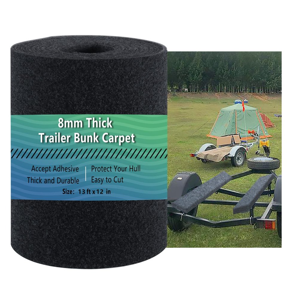 Boat Trailer Bunks Carpets,Bunk Carpets for Boat Trailers,13ft x 12in Marine Trailer Carpet,8mm Thickness Trailer Carpet, Jet Ski Bunks, Black