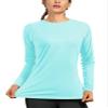 isnowood Swim Shirts for Women, UPF 50+ UV Sun Protection Long Sleeve Shirt, Lightweight Quick Dry Workout Hiking Running Rash Guard Top Baby Blue view 1