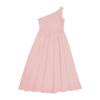 FEESHOW Girls One Shoulder Junior Bridesmaid Dress Kids Lace Chiffon Maxi Ball Gown Wedding Evening Party Pink 10 Years view 3