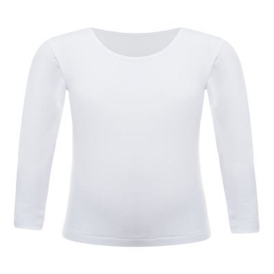 Fldy Kids Girls Fleece Lined Thermal Underwear Tops Long John Base Layer Gymnastics Ballet Dance Undergarments Shirt White 2-4 Years