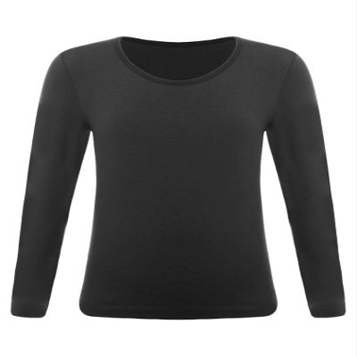 Fldy Kids Girls Fleece Lined Thermal Underwear Tops Long John Base Layer Gymnastics Ballet Dance Undergarments Shirt Black 10-12 Years