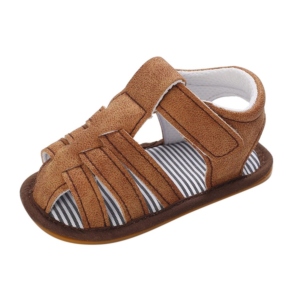 Summer Children and Infants Toddler Shoes Boys and Girls Sandals Flat Soles Light Straps Roman Style Baby Sandals Boy (Brown, 0-6 Months)