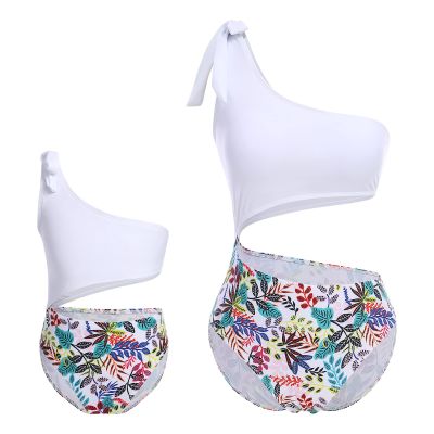Mommy and Me Swimsuits Family Matching Swimwear Women Girls Floral Print One Piece Swimsuit Bathing Suits Mother Daughter One Shoulder Swimwear Monokinis White Floral - One Shoulder 7-8 Years