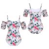 Mommy and Me Swimsuits Family Matching Swimwear Women Girls Floral Print One Piece Swimsuit Bathing Suits Mother Daughter Ruffle Off Shoulder Swimwear Monokinis Beachwear White Floral 7-8 Years view 3