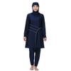Plus Size Muslim Swimsuits for Women Modest Islamic Swimwear Burkini Full Cover Hijab Long Sleeve Muslim Dress Top Pants Cap Set 3PCS Sun Protection Rash Guard Bathing Suits Navy Blue Print 4XL view 1
