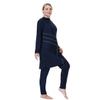 Plus Size Muslim Swimsuits for Women Modest Islamic Swimwear Burkini Full Cover Hijab Long Sleeve Muslim Dress Top Pants Cap Set 3PCS Sun Protection Rash Guard Bathing Suits Navy Blue Print 4XL view 3