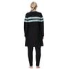 Plus Size Muslim Swimsuits for Women Modest Islamic Swimwear Burkini Full Cover Hijab Long Sleeve Muslim Dress Top Pants Cap Set 3PCS Sun Protection Rash Guard Fat Bathing Suits Blue Striped Print 5XL view 4
