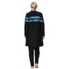 Plus Size Muslim Swimsuits for Women Modest Islamic Swimwear Burkini Full Cover Hijab Long Sleeve Muslim Dress Top Pants Cap Set Sun Protection Rash Guard Bathing Suits Dark Blue Striped Print 7XL view 4