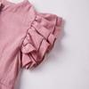 Beganly Little Girl's Flutter Sleeve Cotton Linen Dress Toddler Kids Double Ruffles Casual Dresses Dusty Rose 110 view 4