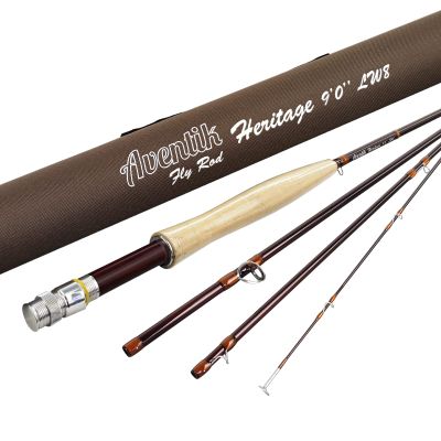 Aventik Heritage Fly Fishing Rod - American Quality and Simplicity - 4 Pieces 9FT IM8 Carbon Blank Classic Forgiving Medium Fast Action Fly Rod (9'0'' LW6)