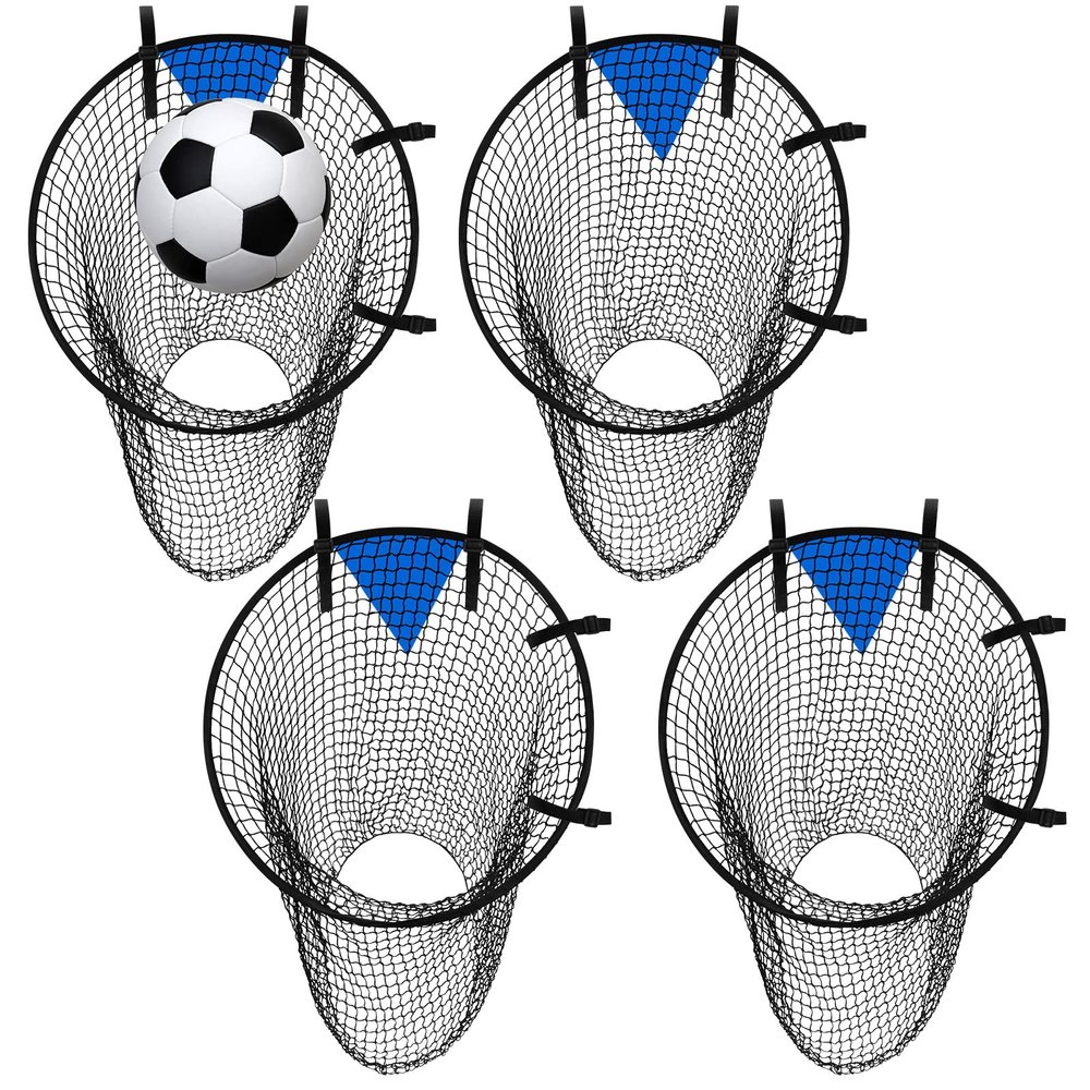 Lenwen 4 Pcs Soccer Goal Target Net Top Bins Training Equipment Soccer Target for Goals Training Easy to Attach and Detach Ball Top Bins for Football Shooting Accuracy Practice Equipment Trainer Gift