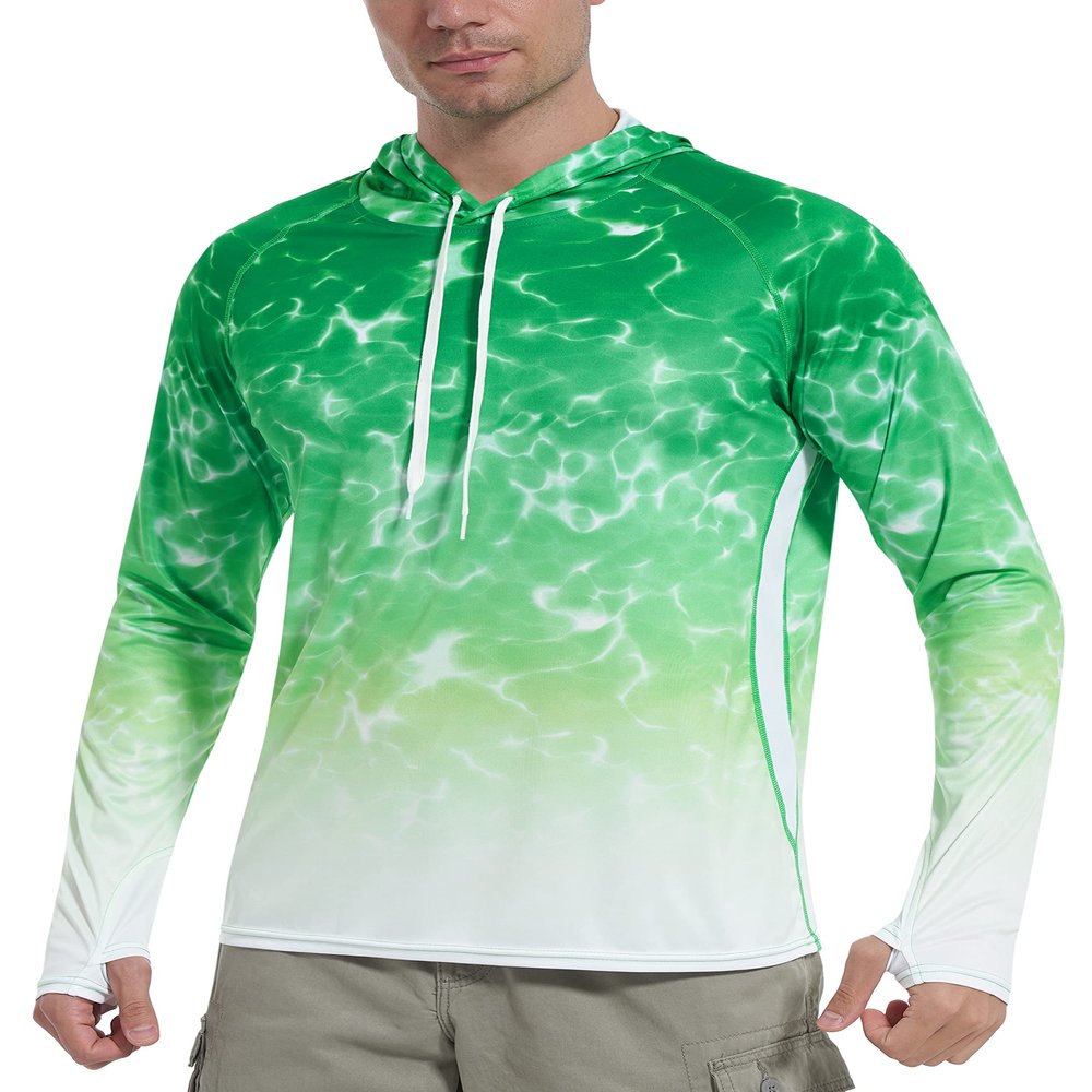 Roadbox Men's Performance Fishing Hoodie, UPF 50+ UV Sun Protection Rash Guard, Outdoor Long Sleeve Water Hiking Swim Shirts
