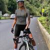 Wulibike Cycling Jersey Women Short Sleeve,Bike Shirts for Women Biking Tops Breathable Cycle Bicycle Jerseys with Pockets Grey view 2