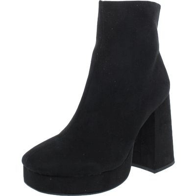 WILD PAIR Womens Black 1" Platform Padded Slip Resistant Coraa Round Toe Block Heel Zip-Up Booties 8 M