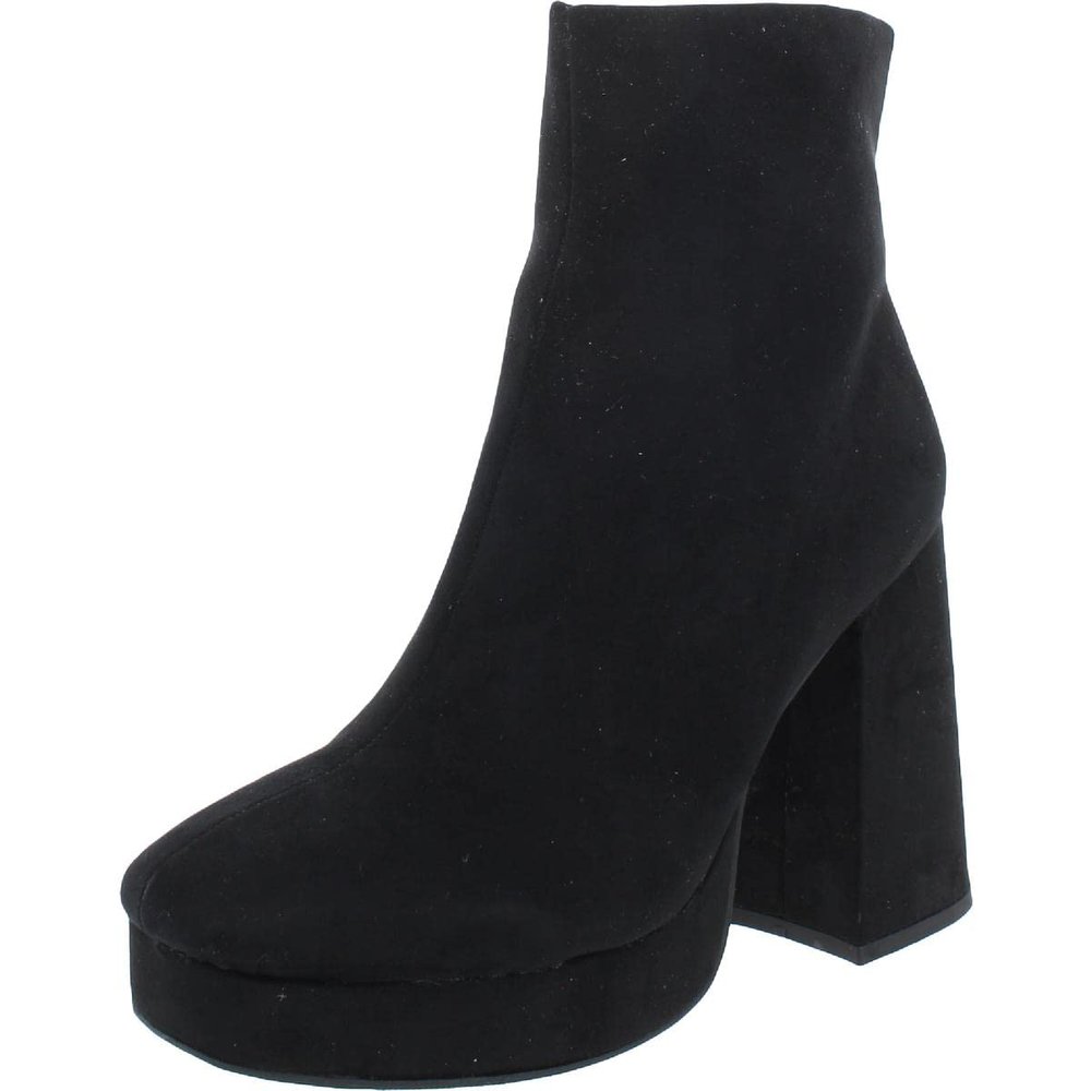 WILD PAIR Womens Black 1" Platform Padded Slip Resistant Coraa Round Toe Block Heel Zip-Up Booties 8 M