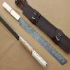 Fully Custom Handmade Damascus Steel Sword | Full Tang Machete Sword with Camel Bone Handle & Leather Sheath view 1