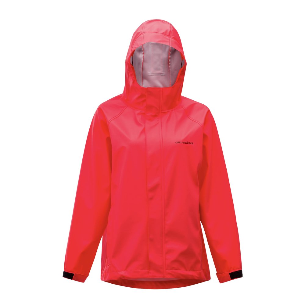 Grundns Womens Neptune Commercial Fishing Jacket | Waterproof, Adjustable, Fiery Coral, Small