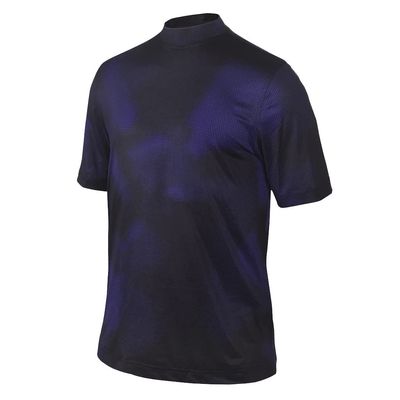 Monterey Club Men's Print Mock Shirt #3313 (Dahila Purple/Black, Small)