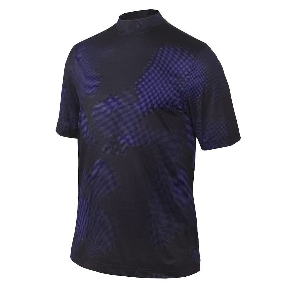 Monterey Club Men's Print Mock Shirt #3313 (Dahila Purple/Black, Small)