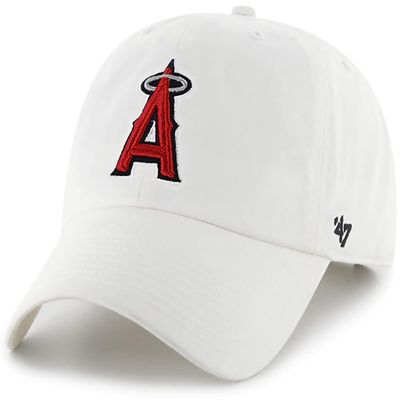 47 MLB White Primary Logo Clean Up Adjustable Strap Hat Cap, Adult One Size Fits All (Los Angeles Angeles)