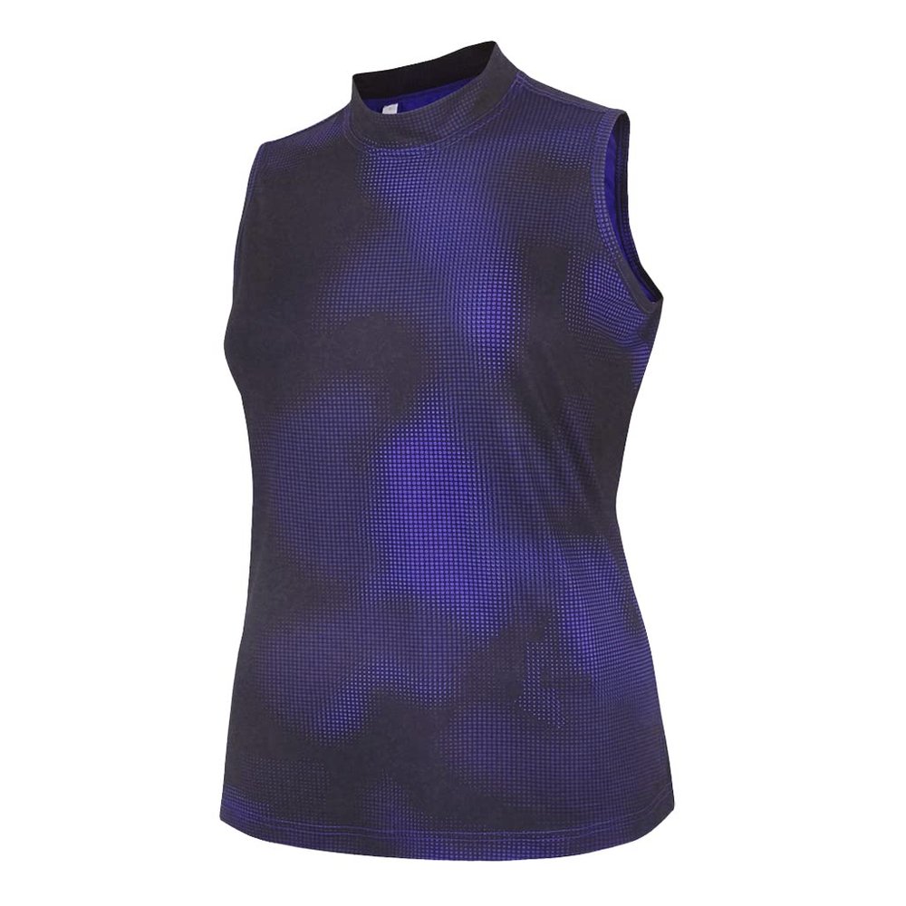 Monterey Club Women's Two Tone Dot Printed Mock Neck Sleeveless Shirt #4313 (Dahila Purple/Black, X-Large)