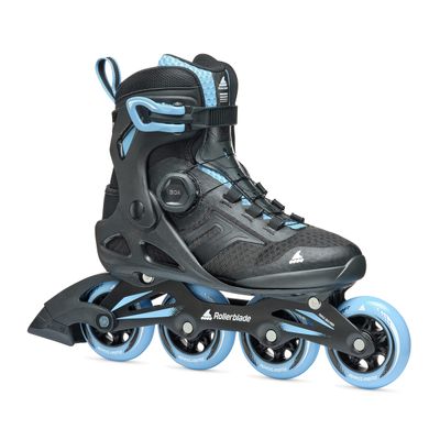 Rollerblade Macroblade 84 BOA Women's, Adult Fitness Inline Skate, Black & Powder Blue, Performance Inline Skates
