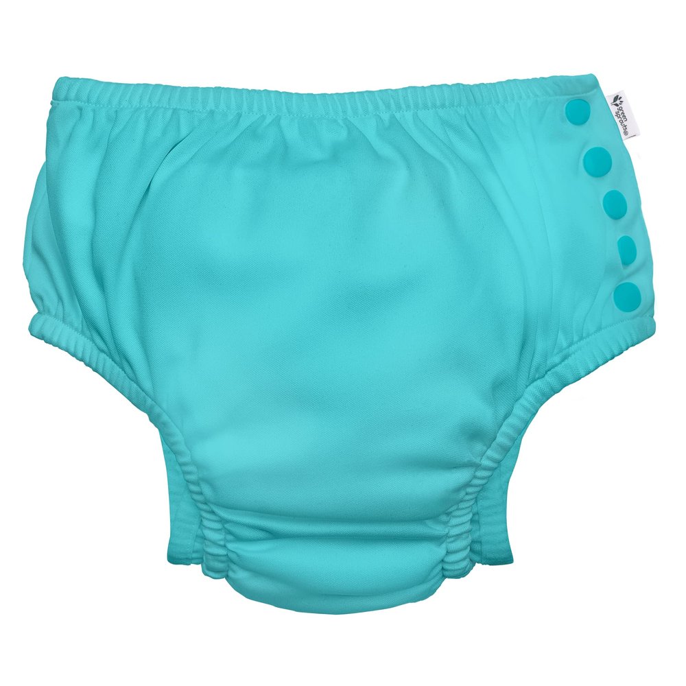 i play. by green sprouts Reusable, Eco Snap Swim Diaper with Gussets, UPF 50, Aqua, Patented Design, STANDARD 100 by OEKO-TEX Certified 24 mo