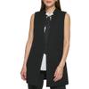 DKNY Womens Sleeveless Pleated Top With Tie Neck, Black, 2 view 1