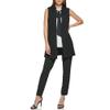 DKNY Womens Sleeveless Pleated Top With Tie Neck, Black, 2 view 4