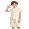 LOLANTA Summer Boys Suit Dress Clothes Kids Wedding Ring Bearer Outfit 4Pcs Shirt Vest Shorts Set(Khaki,10) view 1