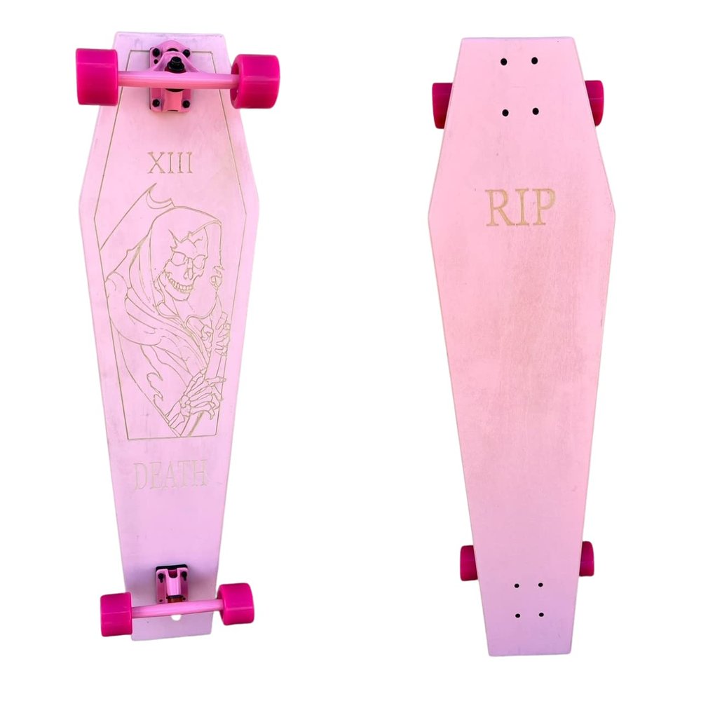 Coffin Pink Death Tarot Skateboard | Longboard | 42x12 | Coffin Croozer