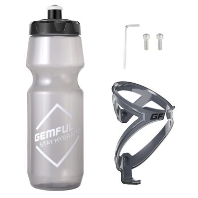 GEMFUL 24 oz Cycling Water Bottle and Cage Set BPA Free Bike Water Bottle Holder Combo Lightweight Leakproof Drink Bottles fits MTB Mountain Road Bicycle Sports Gym Workout