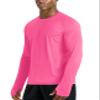 UV Shirts for Men Running Long Sleeve Dry Fit Moisture Wicking Light Weight UPF 50+(Neon Pink,XXL) view 3
