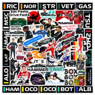 120Pcs Motorsport Sticker Pack Premium F1 Vinyl Racing Decals, Waterproof Scratch-Resistant Stickers for Formula 1 Fans, Cars, Laptops, Helmets, Bottles, Unique Gifts for Men, Women & Kids