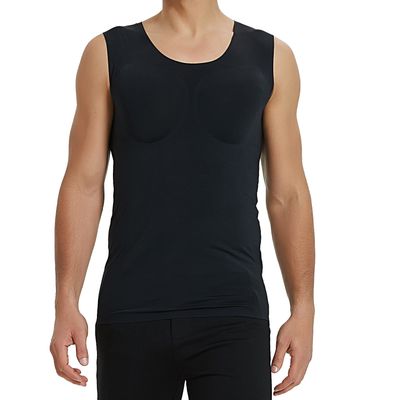 Adult Muscle Shirt False Muscle Chest Vest Enhancer Shaper Undershirt Summer Tees for Men,Black,M