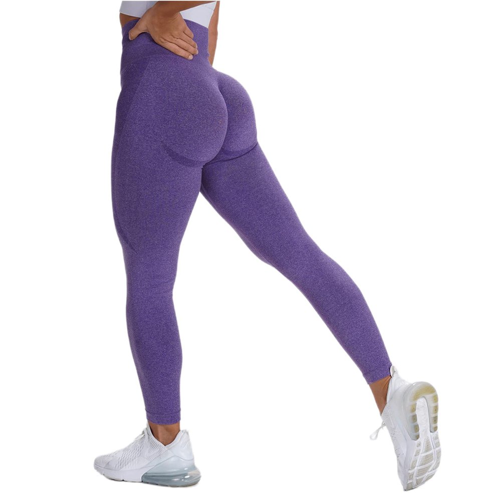 Butt Lifting Leggings Tummy Control Leggings for Women Butt Lift High Waisted Tummy Control No See-Through Yoga Pants Workout Running Leggings Scrunch Butt Seamless Gym Booty Tights Purple
