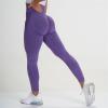 Butt Lifting Leggings Tummy Control Leggings for Women Butt Lift High Waisted Tummy Control No See-Through Yoga Pants Workout Running Leggings Scrunch Butt Seamless Gym Booty Tights Purple view 2