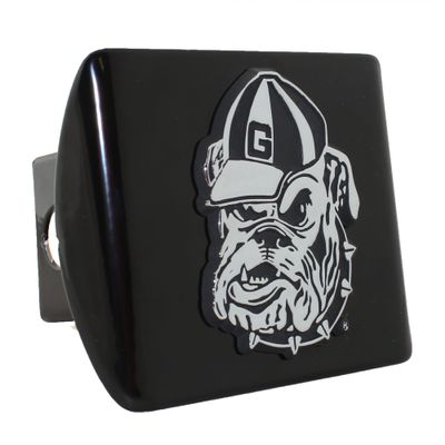 University of Georgia Bulldog Mascot on Black Metal Hitch Cover