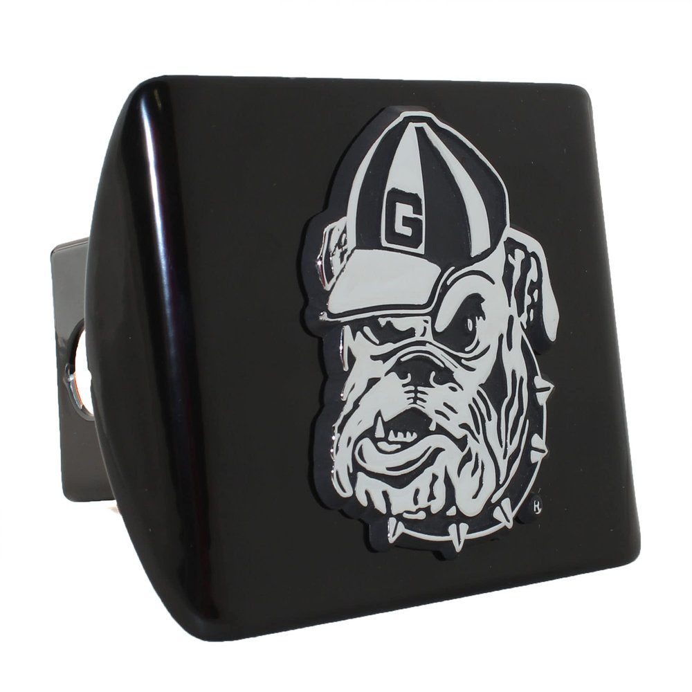 University of Georgia Bulldog Mascot on Black Metal Hitch Cover