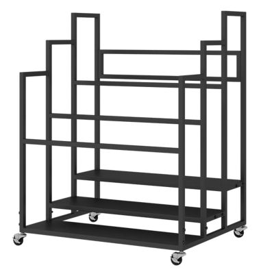 LXLZYXSF Large Classroom Yoga Mats Storage Rack Studio Foam Rollers Cart with Wheels, Home Gym Workout Mats Stand Holder, Iron, 3 4 Layers (Color : Black, Size : 80x60x95cm)