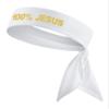 100% Jesus Sports Head Tie Headband Soccer Ftbol Football White Black Athletics Fitness - Stretch Sweatband Headwrap Ninja Tie Bandana Moisture Wicking (White Headband + Met Gold) view 1