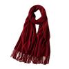Long solid color imitation cashmere scarf Women's monochrome thickened Warm Flow Sue shawl bib 79 28 inches (Wine red) view 1