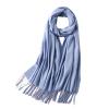 Long solid color imitation cashmere scarf Women's monochrome thickened Warm Flow Sue shawl bib 79 28 inches (Sky blue) view 1