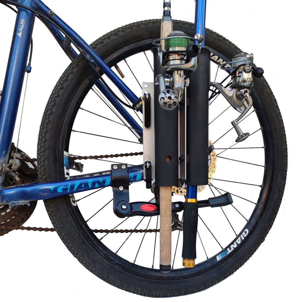 Bike Fishing Rod HolderBike Fishing Rod Rack and Carrier,Easy Mounts Two Rod to Your Bicycle,for Bicycle Fishing (Black)