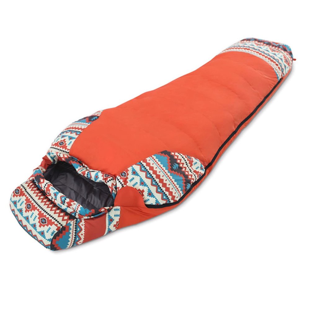 Karnado Ethnic Exotic Mummy Sleeping Bags for Adults 5lbs Cold Weather Outdoor Camping Sleeping Bag Length 220 cm/86.5" Compact Sleeping Bag with Compression Bag (Color : Orange)