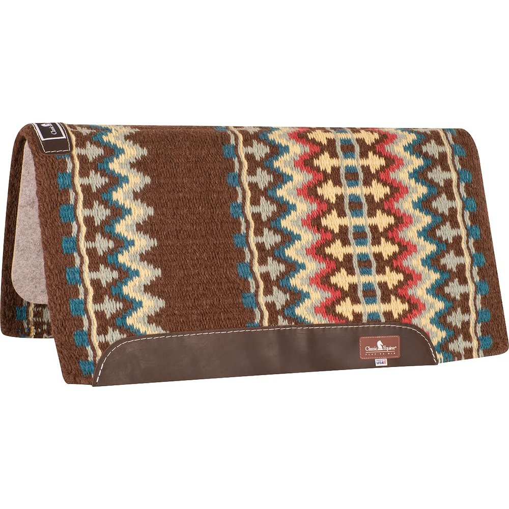 Classic Equine Wool Top 3/4 Inch Saddle Pad 32x34 Chestnut-Lemon OS