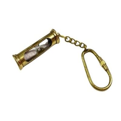 Brass Hourglass Keychain, Keyring send timer, Nautical Keychain, Handmade gift lots BY INDO INTERNATIONAL (Authentic, 15)