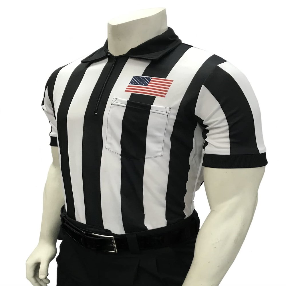 Smitty | USA-117 | 2" Stripe Football Referee Short Sleeve Shirt | USA Sublimated Flag | Official's Choice (XL)