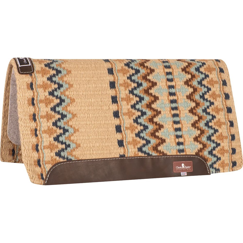 Classic Equine Wool Top 3/4 Inch Saddle Pad 32x34 Sand-Aqua OS